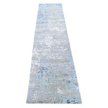 Load image into Gallery viewer, 2&#39;6&quot;x11&#39;10&quot; Gray, Pure Wool Modern Abstract Design, Denser Weave Hand Knotted, Runner Oriental Rug FWR481074