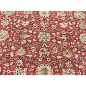 12'3"x17'9" Rust Red, Hereke Design with All Over Design, 300 KPSI Hand Made, Wool and Silk Hand Knotted, Oversized Oriental Rug FWR481320