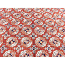 Load image into Gallery viewer, 13&#39;4&quot;x15&#39;5&quot; Rust Red, Afghan Ersari with Elephant Feet Design, Hand Knotted Pure Wool, Oversized Oriental Rug FWR481326