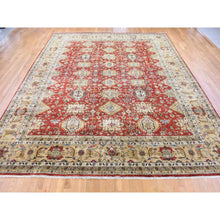 Load image into Gallery viewer, 11&#39;9&quot;x14&#39;10&quot; Rust Red, Karajeh with Geometric Medallions Design, Hand Knotted Pure Wool, Oversized Oriental Rug FWR481332