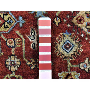 11'9"x14'10" Rust Red, Karajeh with Geometric Medallions Design, Hand Knotted Pure Wool, Oversized Oriental Rug FWR481332