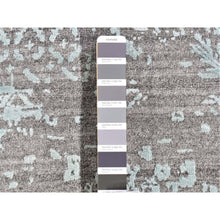 Load image into Gallery viewer, 12&#39;x12&#39; Gray-Sea Foam Green, Broken Persian Design with Faded Out Colors, Hand Knotted Wool and Silk, Square Oriental Rug FWR481350