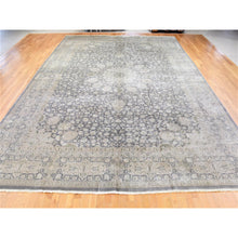 Load image into Gallery viewer, 12&#39;5&quot;x19&#39;4&quot; Gray, Persian Tabriz Sheikh Safi Design, Hand Knotted Pure Wool, Oversized Oriental Rug FWR481356
