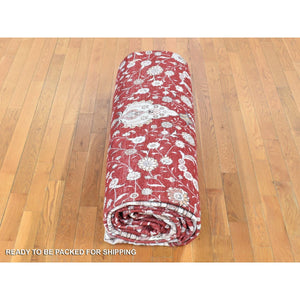 12'x18'4" Red, Sino Tabriz, 250 KPSI Clearance Hand Knotted Silken, Oversized Oriental Rug FWR481386