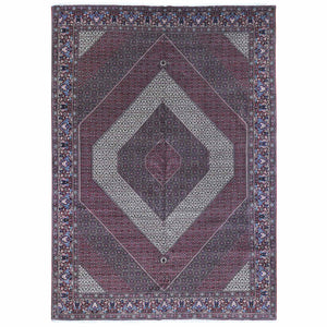 11'3"x16' Rust Red, Persian Bijar with Geometric Design, 400 KPSI Wool And Silk Handmade Oversized, Oriental Rug FWR481392