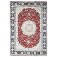 Load image into Gallery viewer, 12&#39;1&quot;x18&#39;1&quot; Red, Kashan with Large Medallion Design, 250 KPSI Silken Hand Knotted, Oversized Oriental Rug FWR481404