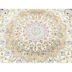 12'1"x18'1" Red, Kashan with Large Medallion Design, 250 KPSI Silken Hand Knotted, Oversized Oriental Rug FWR481404