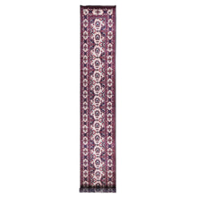 Load image into Gallery viewer, 3&#39;x19&#39; Soft Pink, Afghan Khamyab, Denser Weave with Shiny Wool Hand Knotted, XL Runner Oriental Rug FWR481422