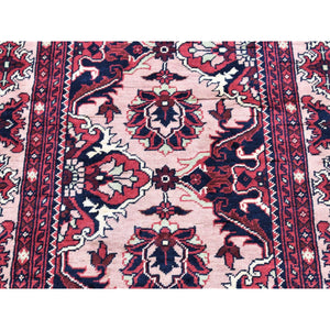 3'x19' Soft Pink, Afghan Khamyab, Denser Weave with Shiny Wool Hand Knotted, XL Runner Oriental Rug FWR481422
