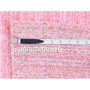 2'6"x17'10" Pink, Folk Art, Hand Loomed Wool and Art Silk Hand Loomed, XL Runner Oriental Rug FWR481428