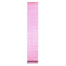 Load image into Gallery viewer, 2&#39;6&quot;x17&#39;9&quot; Soft Pink, Modern Grass Design Gabbeh, Handmade Wool and Silk Hand Loomed, XL Runner Oriental Rug FWR481452