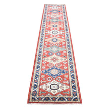 Load image into Gallery viewer, 2&#39;8&quot;x13&#39;9&quot; Tomato Red, Peshawar with Northwest Persian Design, Vegetable Dyes Pure Wool Hand Knotted, Runner Oriental Rug FWR481500