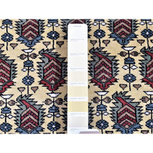 Load image into Gallery viewer, 2&#39;10&quot;x13&#39;2&quot; Ivory, Tribal Northwest Persian with Repetitive Boteh Design, Pure Wool Hand Knotted, Runner Oriental Rug FWR481530
