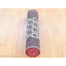 Load image into Gallery viewer, 2&#39;10&quot;x13&#39;2&quot; Ivory, Tribal Northwest Persian with Repetitive Boteh Design, Pure Wool Hand Knotted, Runner Oriental Rug FWR481530