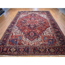 Load image into Gallery viewer, 11&#39;5&quot;x16&#39;6&quot; Brick Red Antique Persian Heriz, XL, Good Condition, Hand Knotted Pure Wool Oriental Rug FWR481566