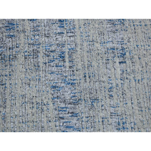 2'6"x9'8" Light Gray Fine Jacquard Hand Loomed Modern Wool and Art Silk Runner Oriental Rug FWR481644