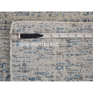 2'6"x9'8" Light Gray Fine Jacquard Hand Loomed Modern Wool and Art Silk Runner Oriental Rug FWR481644