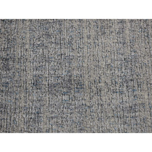 2'5"x10'8" Gray Fine Jacquard Hand Loomed Modern Runner Wool and Art Silk Oriental Rug FWR481662
