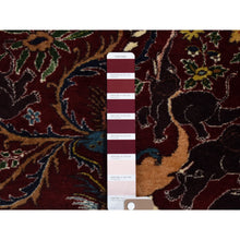 Load image into Gallery viewer, 4&#39;1&quot;x6&#39; Burgundy Red, Vintage Persian Qom with Hunting Design, 300 KPSI Wool and Silk Hand Knotted, Oriental Rug FWR481752