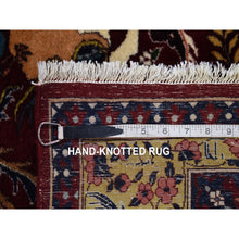 Load image into Gallery viewer, 4&#39;1&quot;x6&#39; Burgundy Red, Vintage Persian Qom with Hunting Design, 300 KPSI Wool and Silk Hand Knotted, Oriental Rug FWR481752