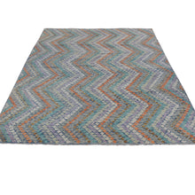 Load image into Gallery viewer, 10&#39;2&quot;x13&#39;7&quot; Colorful, Hand Woven Afghan Maimana Kilim with Zig Zag Design, Veggie Dyes Pure Wool, Oriental Rug FWR481818