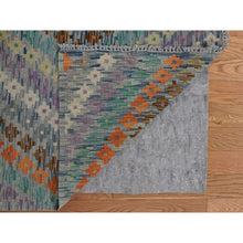 Load image into Gallery viewer, 10&#39;2&quot;x13&#39;7&quot; Colorful, Hand Woven Afghan Maimana Kilim with Zig Zag Design, Veggie Dyes Pure Wool, Oriental Rug FWR481818