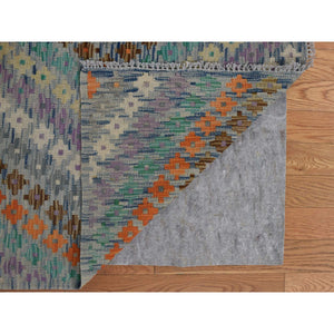 10'2"x13'7" Colorful, Hand Woven Afghan Maimana Kilim with Zig Zag Design, Veggie Dyes Pure Wool, Oriental Rug FWR481818