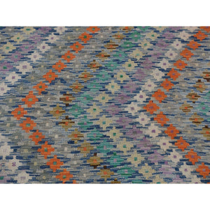 10'2"x13'7" Colorful, Hand Woven Afghan Maimana Kilim with Zig Zag Design, Veggie Dyes Pure Wool, Oriental Rug FWR481818