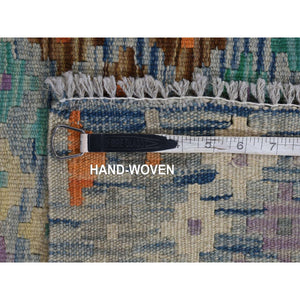 10'2"x13'7" Colorful, Hand Woven Afghan Maimana Kilim with Zig Zag Design, Veggie Dyes Pure Wool, Oriental Rug FWR481818