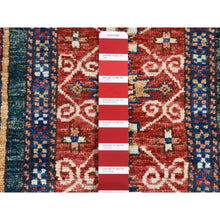 Load image into Gallery viewer, 5&#39;4&quot;x7&#39;9&quot; Dark Green, Afghan Super Kazak with Geometric Caucasian Design, Hand Knotted Pure Wool Oriental Rug FWR481914