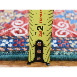 5'4"x7'9" Dark Green, Afghan Super Kazak with Geometric Caucasian Design, Hand Knotted Pure Wool Oriental Rug FWR481914