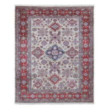 Load image into Gallery viewer, 8&#39;4&quot;x10&#39;2&quot; Camel Color, Afghan Super Kazak with Geometric Design, Shiny and Vibrant Wool, Hand Knotted Oriental Rug FWR481938