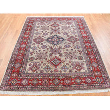 Load image into Gallery viewer, 8&#39;4&quot;x10&#39;2&quot; Camel Color, Afghan Super Kazak with Geometric Design, Shiny and Vibrant Wool, Hand Knotted Oriental Rug FWR481938