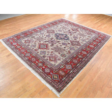Load image into Gallery viewer, 8&#39;4&quot;x10&#39;2&quot; Camel Color, Afghan Super Kazak with Geometric Design, Shiny and Vibrant Wool, Hand Knotted Oriental Rug FWR481938