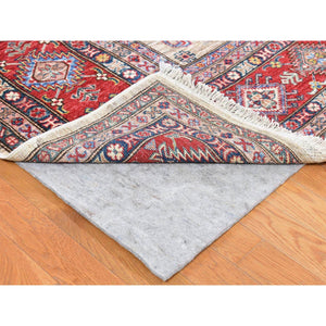 8'4"x10'2" Camel Color, Afghan Super Kazak with Geometric Design, Shiny and Vibrant Wool, Hand Knotted Oriental Rug FWR481938