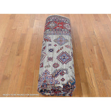Load image into Gallery viewer, 8&#39;4&quot;x10&#39;2&quot; Camel Color, Afghan Super Kazak with Geometric Design, Shiny and Vibrant Wool, Hand Knotted Oriental Rug FWR481938