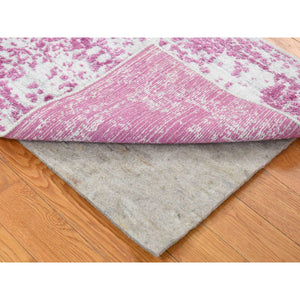 2'x3' Pink, Fine Jacquard Natural Dyes, Hand Loomed Wool and Plant Based Silk, Mat Oriental Rug FWR481992