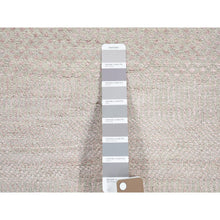 Load image into Gallery viewer, 2&#39;6&quot;x11&#39;3&quot; Light Gray with Touches of Pink, Modern Grass Design Gabbeh Densely Woven, Wool and Silk Hand Knotted, Runner Oriental Rug FWR482028