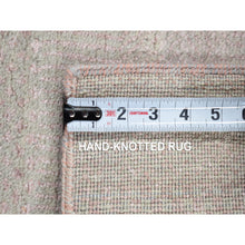 Load image into Gallery viewer, 2&#39;6&quot;x11&#39;3&quot; Light Gray with Touches of Pink, Modern Grass Design Gabbeh Densely Woven, Wool and Silk Hand Knotted, Runner Oriental Rug FWR482028
