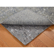 Load image into Gallery viewer, 2&#39;1&quot;x3&#39;1&quot; Space Gray with Touches of Ivory, Modern Design Sample Fragment, Textured Wool with Silk Hand Knotted, Mat Oriental Rug FWR482100