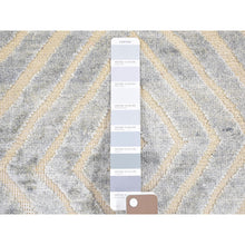 Load image into Gallery viewer, 2&#39;x3&#39; Light Gray, Modern Design Silk with Textured Wool, High and Low Hand Knotted, Mat Oriental Rug FWR482118