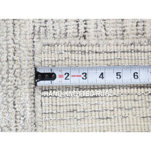 2'x2' Ivory, Modern Design, Hand Loomed, 100% Wool, Fragment Sample, Mat Oriental Rug FWR482154