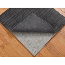 Load image into Gallery viewer, 2&#39;x2&#39; Black, Modern Design, Hi and Lo, Textured Wool, Hand Loomed, Sample Fragment, Mat Oriental Rug FWR482166