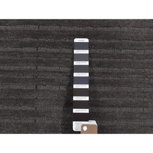 2'x2' Black, Modern Design, Hi and Lo, Textured Wool, Hand Loomed, Sample Fragment, Mat Oriental Rug FWR482166