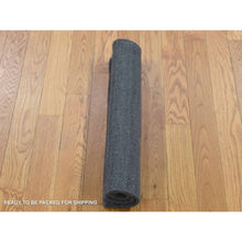 Load image into Gallery viewer, 2&#39;x2&#39; Black, Modern Design, Hi and Lo, Textured Wool, Hand Loomed, Sample Fragment, Mat Oriental Rug FWR482166