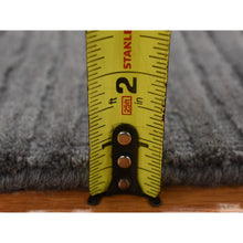 Load image into Gallery viewer, 2&#39;x2&#39; Black, Modern Design, Hi and Lo, Textured Wool, Hand Loomed, Sample Fragment, Mat Oriental Rug FWR482166