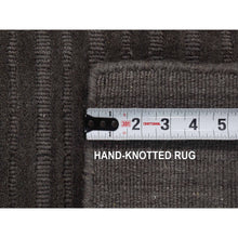 Load image into Gallery viewer, 2&#39;x2&#39; Black, Modern Design, Hi and Lo, Textured Wool, Hand Loomed, Sample Fragment, Mat Oriental Rug FWR482166