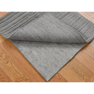2'1"x2'1" Gray, Modern Design, Hand Loomed, Textured Wool, Hi and Lo, Sample Fragment, Mat Oriental Rug FWR482190