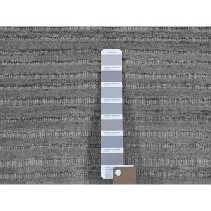 2'1"x2'1" Gray, Modern Design, Hand Loomed, Textured Wool, Hi and Lo, Sample Fragment, Mat Oriental Rug FWR482190