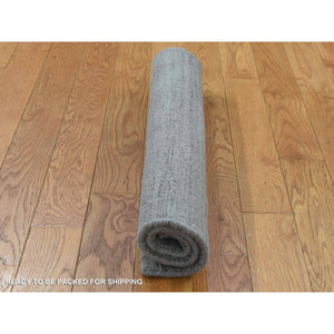 2'1"x2'1" Gray, Modern Design, Hand Loomed, Textured Wool, Hi and Lo, Sample Fragment, Mat Oriental Rug FWR482190